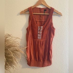 Boho Knit Papaya Burnt Orange Tank Top